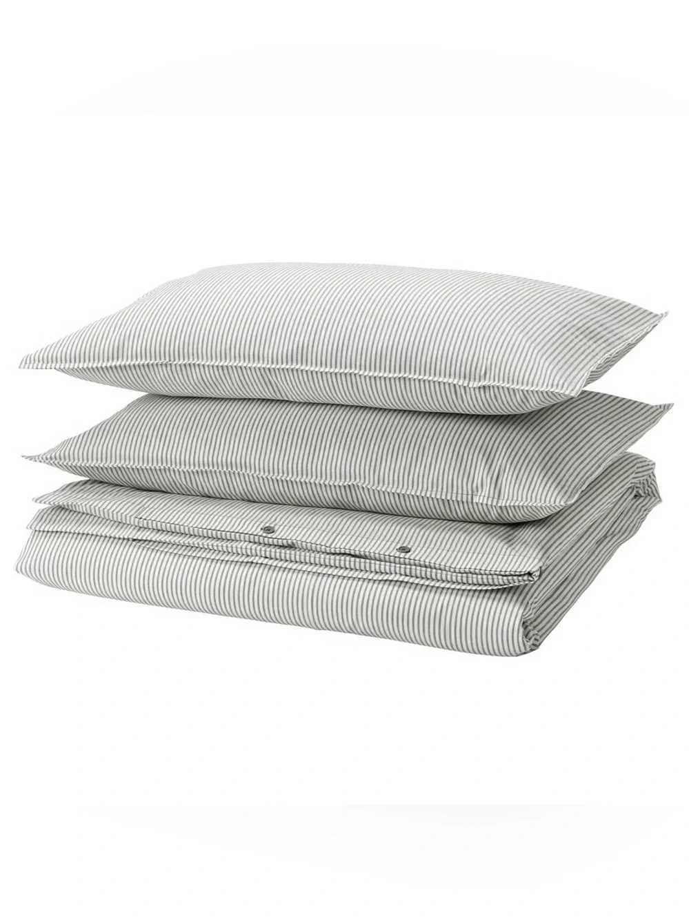Striped Gray and White Cotton Bedding Set - Neutral Comfort